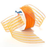 Morex Ribbon Nastro Autunnale A Quadri Con Filo Oro - 5,1 Cm X 50 M, Colore Arancione, In Poliestere