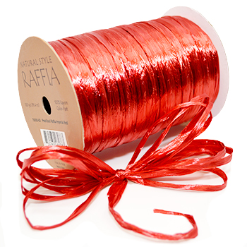 Christmas Raffia Ribbon | Holiday Raffia | 3-In-1 Beauty Pearlized Raffia  Ribbon - Celadon, Red, and White - 1/4in. x 33 Yards (pm443490001)